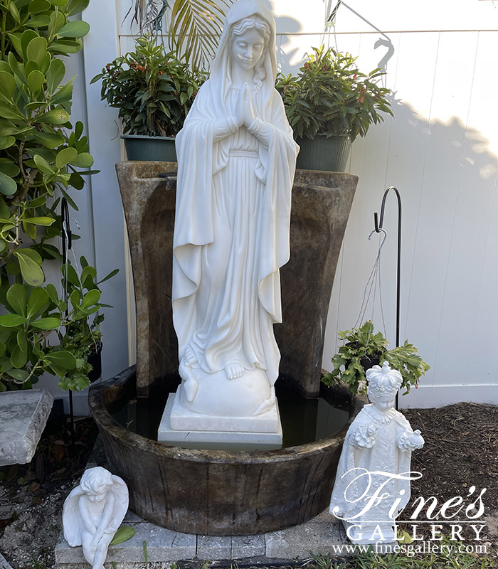 Marble Statues  - Our Lady Praying In Carved Marble At 48 Inch - MS-1433